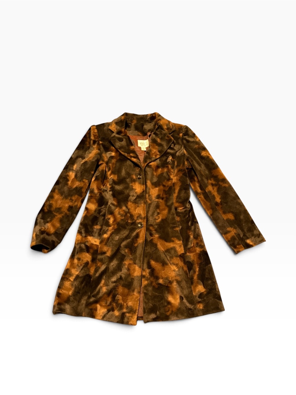 Vakko Brown & Tan Patterned Trench women Coat, pre-owned, SZ MEDUIM